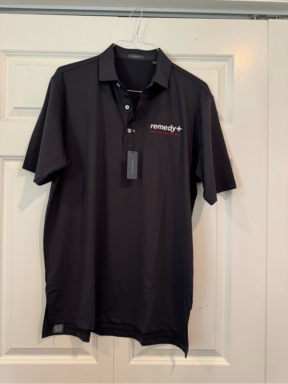 Turtleson Palmer Performance Polo Black L NWT Remedy+ Golf